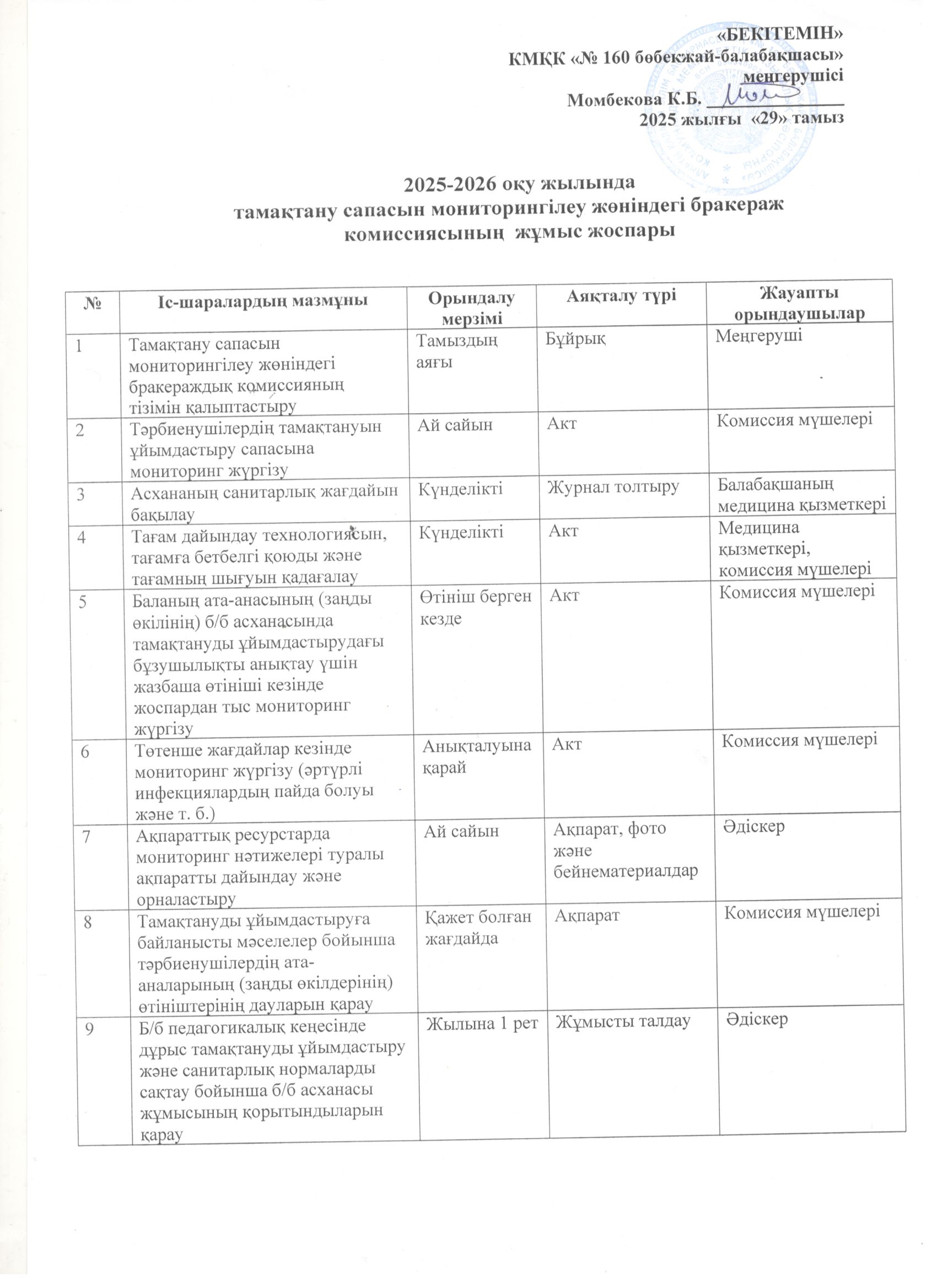 Жұмыс жоспары